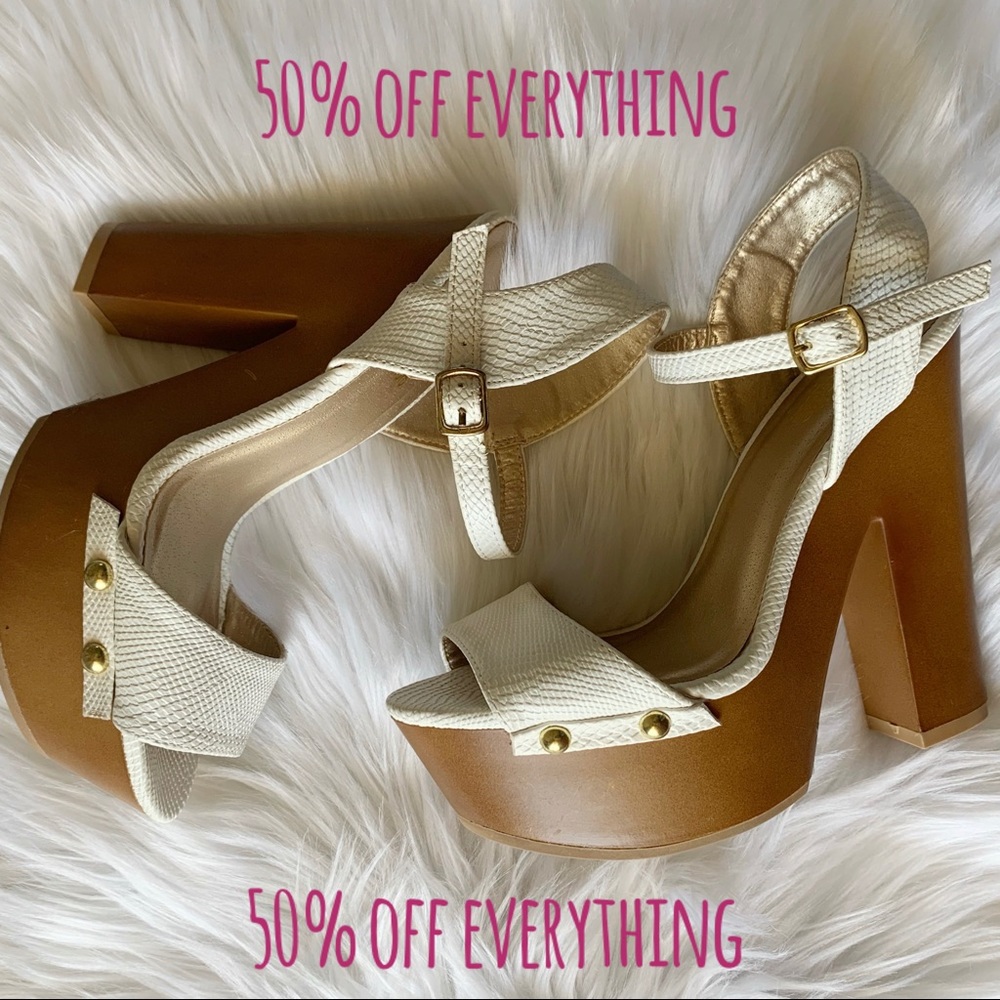 Charlotte Russe White Snake Platform Heels